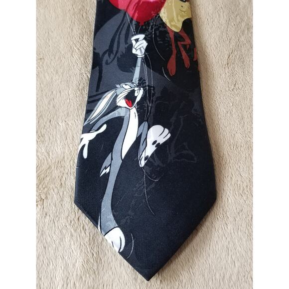 Looney Tunes Mania 1995 Tasmanian Devil Men's Tie Bugs Bunny Made in Korea Vtg - Picture 3 of 12